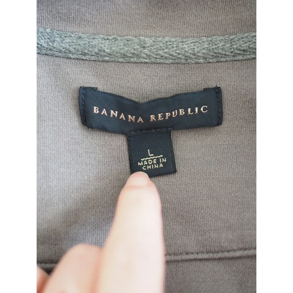 Banana Republic Quarter Zip Urban Grey Cotton Pullover Preppy L Good Minimalist